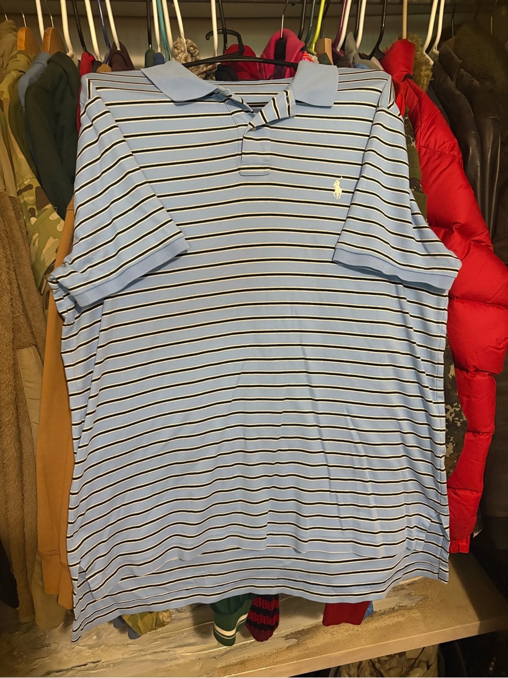 Men’s Ralph Lauren Light Blue Polo with Navy & White Stripes